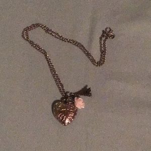 Paris themes silver heart necklace